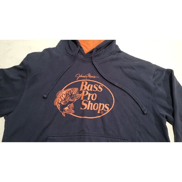 Bass Pro Shops John Morris Men's Hoodie Navy Blue Orange Promo Sweatshirt NWOT - Picture 7 of 7